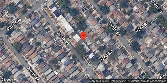 Aerial map of 92-29 215 PLACE, Queens