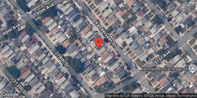 Aerial map of 90-22 VANDERVEER STREET, Queens