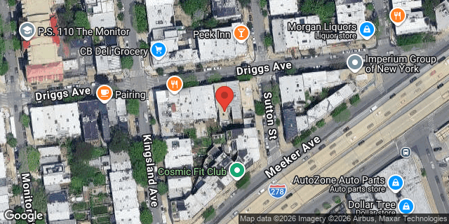 Aerial map of 47 DRIGGS AVENUE, Brooklyn