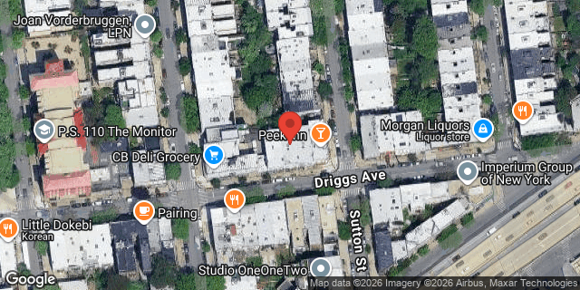 Aerial map of 44 DRIGGS AVENUE, Brooklyn