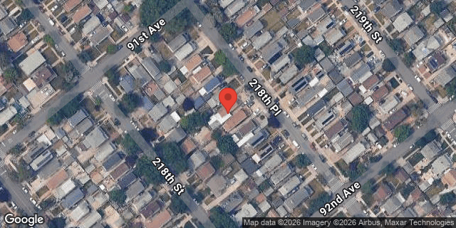 Aerial map of 91-14 218 PLACE, Queens