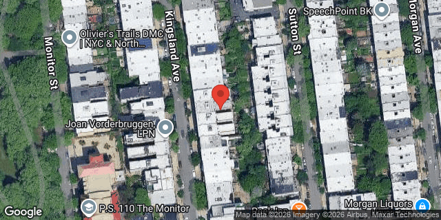 Aerial map of 218 KINGSLAND AVENUE, Brooklyn
