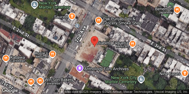 Aerial map of 42 SECOND AVENUE, Manhattan