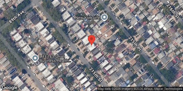 Aerial map of 89-33 215 STREET, Queens