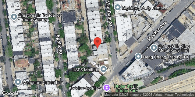 Aerial map of 11 VAN DAM STREET, Brooklyn