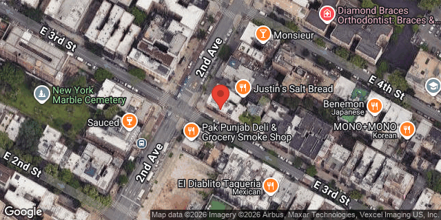Aerial map of 54 2 AVENUE, Manhattan