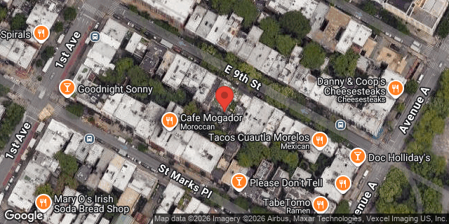 Aerial map of 422 EAST 9 STREET, Manhattan