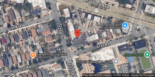 Aerial map of 91-15 222 STREET, Queens