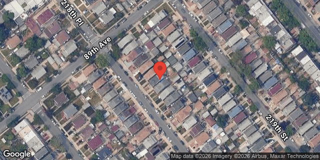 Aerial map of 89-15 218 PLACE, Queens