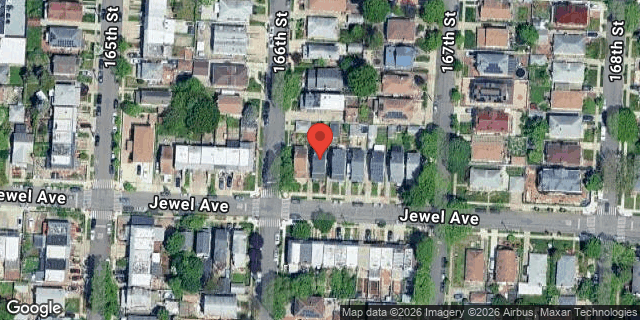 Aerial map of 166-03 JEWEL AVENUE, Queens