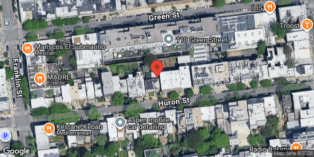 Aerial map of 123 HURON STREET, Brooklyn
