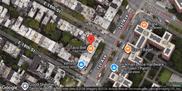Aerial map of 321 1 AVENUE, Manhattan