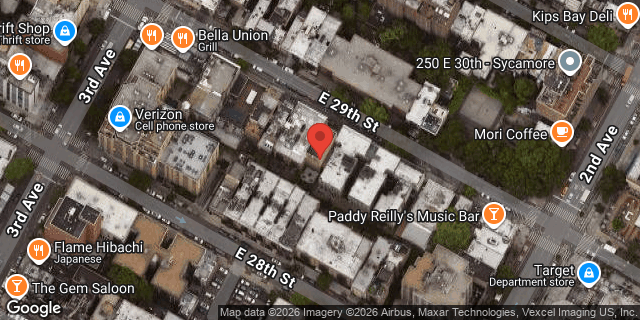 Aerial map of 218 EAST 29 STREET, Manhattan