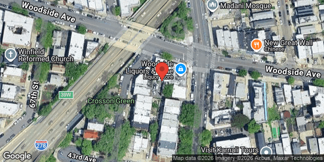 Aerial map of 68-08 WOODSIDE AVENUE, Queens