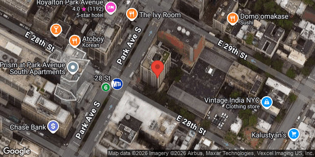Aerial map of 407 PARK AVENUE SOUTH, Manhattan