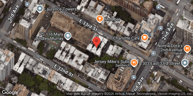 Aerial map of 238 EAST 33 STREET, Manhattan