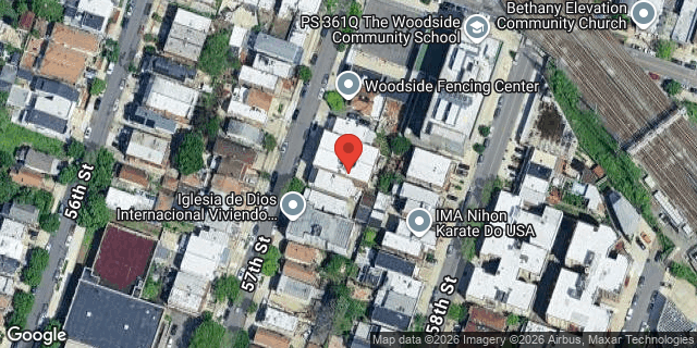 Aerial map of 39-23 57 STREET, Queens