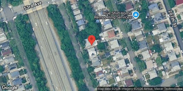 Aerial map of 53-25 205 STREET, Queens