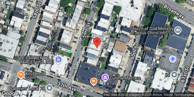 Aerial map of 34-47 59 STREET, Queens