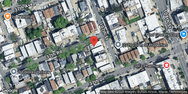 Aerial map of 37-24 107 STREET, Queens