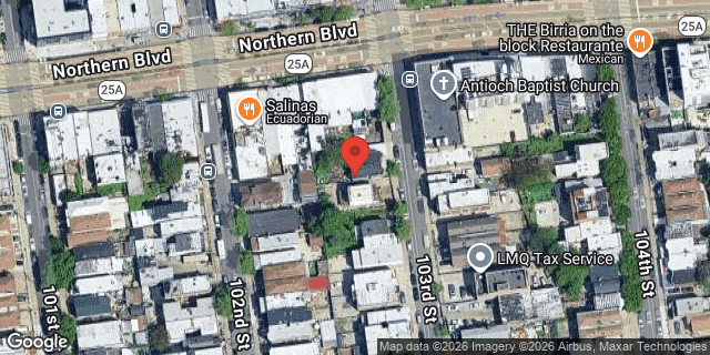 Aerial map of 33-14 103 STREET, Queens