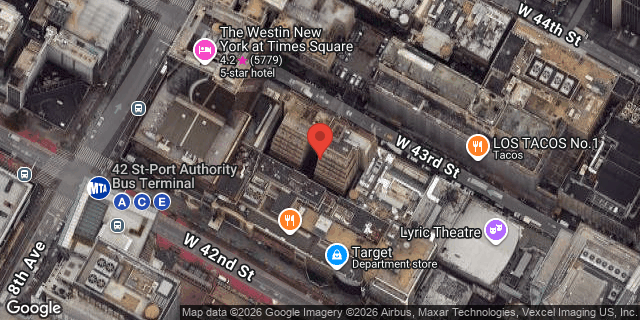 Aerial map of 250 WEST 43 STREET, Manhattan