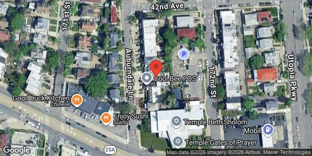 Aerial map of 42-17 AUBURNDALE LANE, Queens