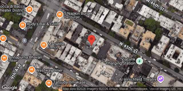 Aerial map of WEST 45 STREET, Manhattan