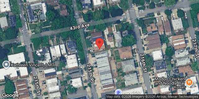 Aerial map of 43-09 215 PLACE, Queens