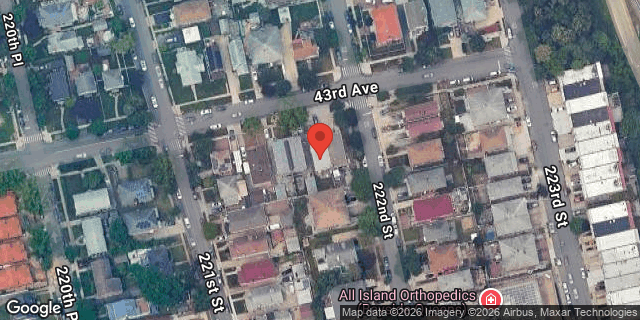 Aerial map of 221-20 43 AVENUE, Queens