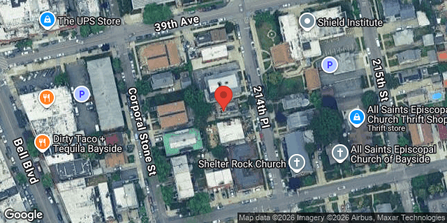 Aerial map of 39-16 214 PLACE, Queens