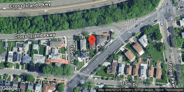 Aerial map of 166-14 CROSS ISLAND PARKWAY, Queens