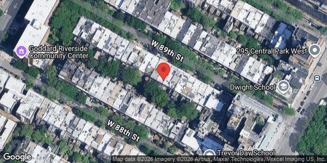 Aerial map of 38 WEST 89 STREET, Manhattan