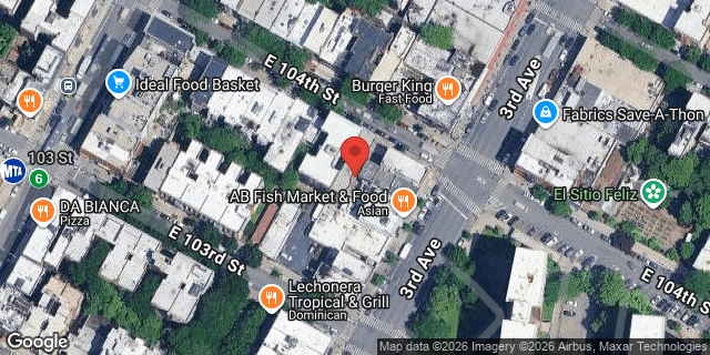 Aerial map of 186 EAST 104 STREET, Manhattan