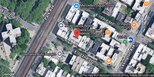 Aerial map of 109 EAST 102 STREET, Manhattan