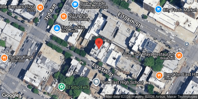 Aerial map of 221 EAST 105 STREET, Manhattan