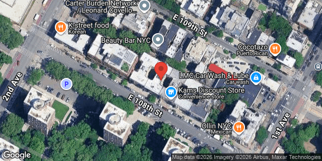 Aerial map of 321 EAST 108 STREET, Manhattan