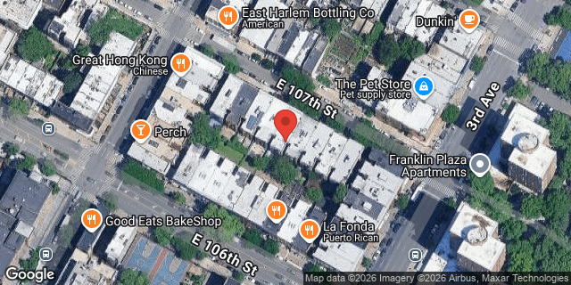 Aerial map of 164 EAST 107 STREET, Manhattan