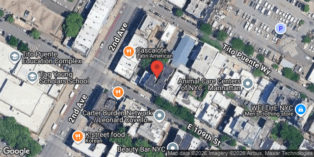 Aerial map of 305 EAST 109 STREET, Manhattan