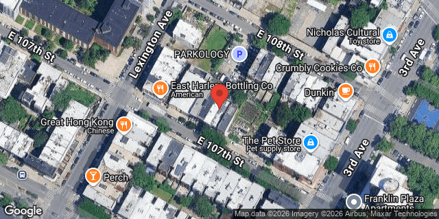 Aerial map of 163 EAST 107 STREET, Manhattan