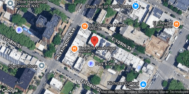 Aerial map of 158 EAST 109 STREET, Manhattan