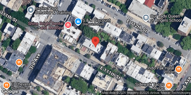 Aerial map of 213 EAST 111 STREET, Manhattan