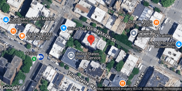 Aerial map of 168 EAST 111TH STREET, Manhattan