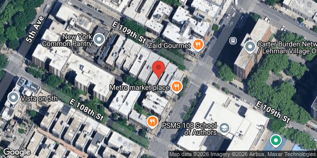 Aerial map of 24 EAST 109 STREET, Manhattan