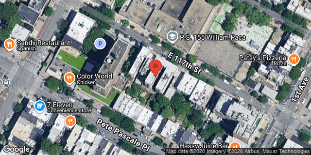 Aerial map of 322 EAST 117 STREET, Manhattan