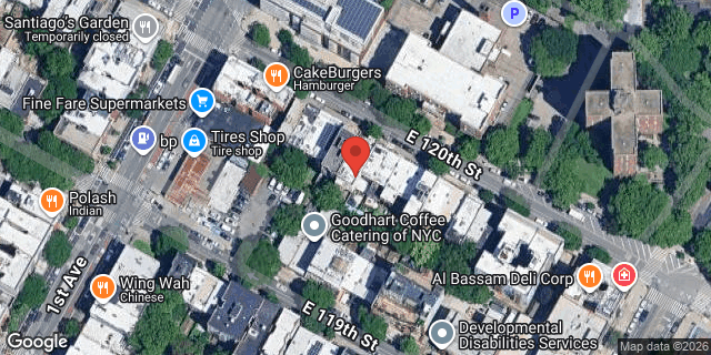 Aerial map of 416 EAST 120 STREET, Manhattan