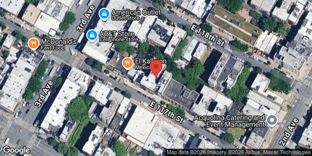 Aerial map of 215 EAST 117 STREET, Manhattan