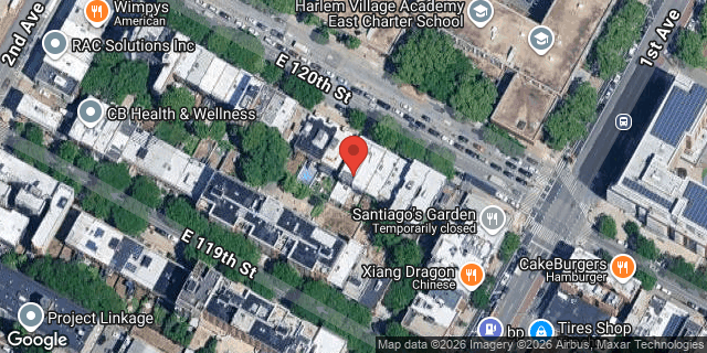 Aerial map of 338 EAST 120 STREET, Manhattan