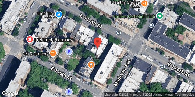 Aerial map of 20 EAST 116 STREET, Manhattan