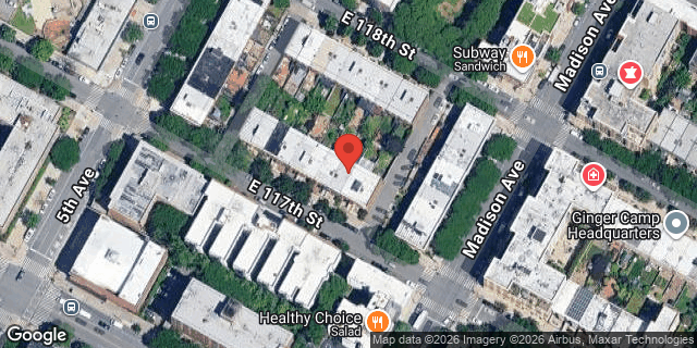 Aerial map of 15 EAST 117 STREET, Manhattan